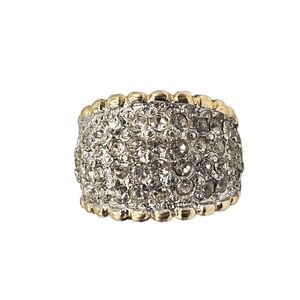 Domed Cluster Rhinestone 18k Gold Plated Ring Size 8